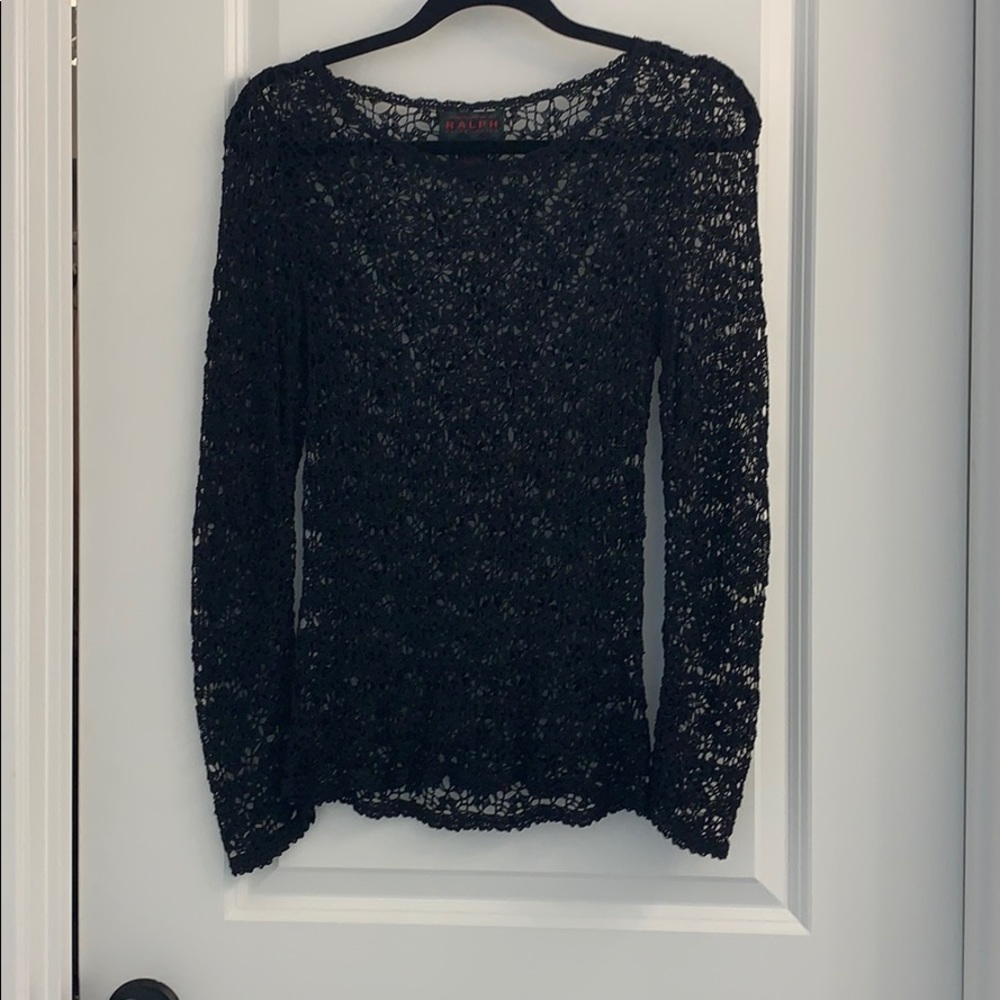 Black lace long sleeve top